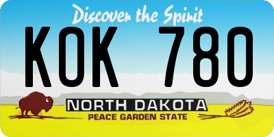 ND license plate KOK780