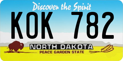 ND license plate KOK782