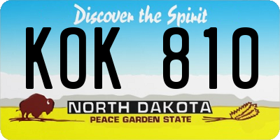 ND license plate KOK810