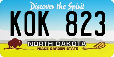 ND license plate KOK823