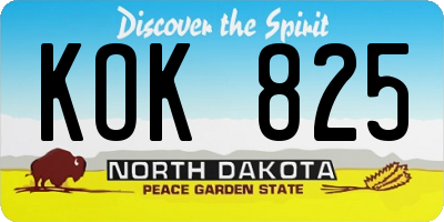 ND license plate KOK825