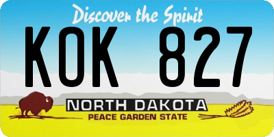 ND license plate KOK827