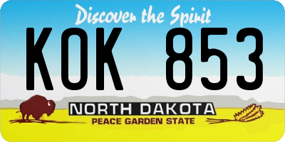 ND license plate KOK853
