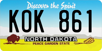 ND license plate KOK861