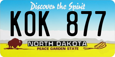 ND license plate KOK877