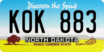 ND license plate KOK883