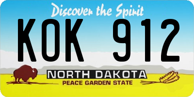 ND license plate KOK912