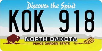 ND license plate KOK918