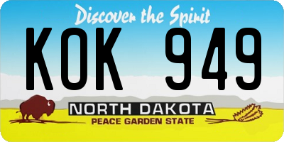 ND license plate KOK949