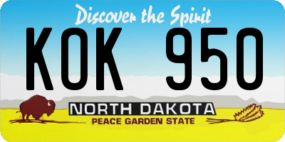 ND license plate KOK950
