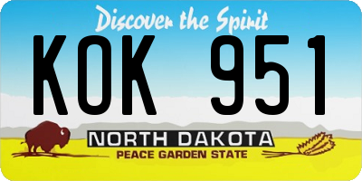 ND license plate KOK951