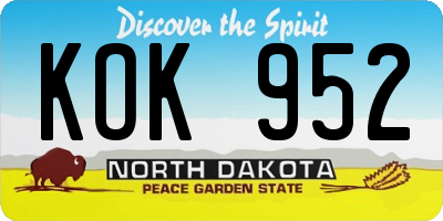 ND license plate KOK952