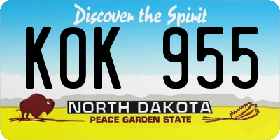 ND license plate KOK955
