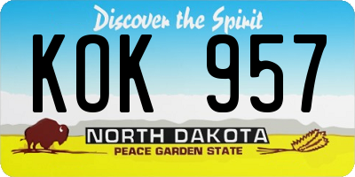 ND license plate KOK957