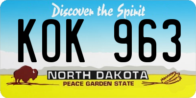ND license plate KOK963