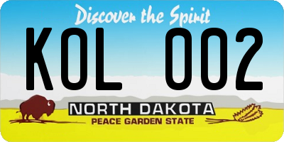 ND license plate KOL002