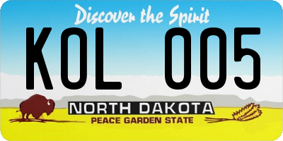 ND license plate KOL005