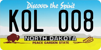 ND license plate KOL008