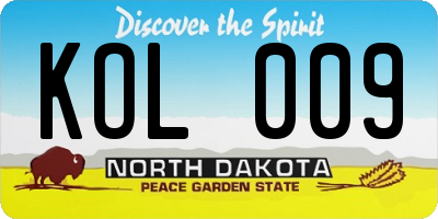 ND license plate KOL009