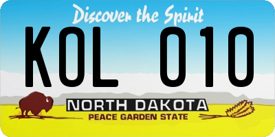 ND license plate KOL010