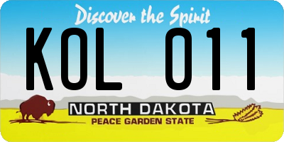 ND license plate KOL011