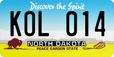 ND license plate KOL014