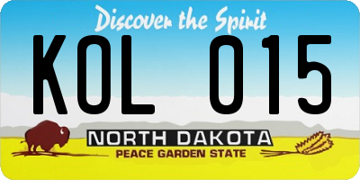 ND license plate KOL015