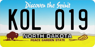 ND license plate KOL019