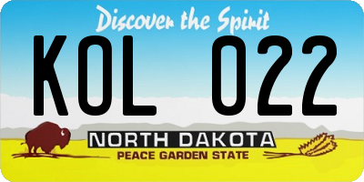ND license plate KOL022