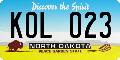 ND license plate KOL023