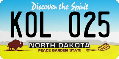 ND license plate KOL025