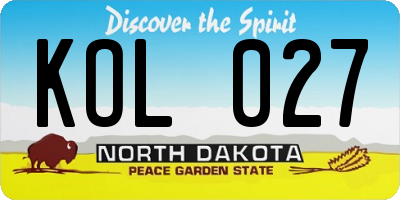 ND license plate KOL027