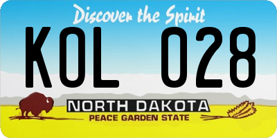 ND license plate KOL028