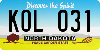 ND license plate KOL031