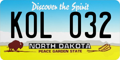 ND license plate KOL032