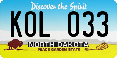 ND license plate KOL033