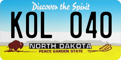 ND license plate KOL040