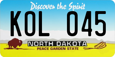 ND license plate KOL045
