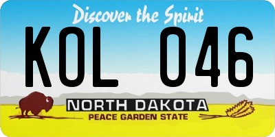 ND license plate KOL046