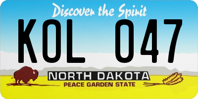 ND license plate KOL047