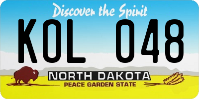 ND license plate KOL048