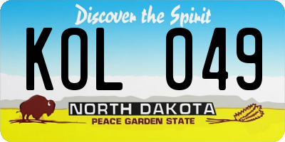 ND license plate KOL049