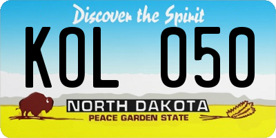 ND license plate KOL050