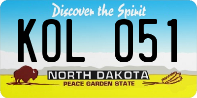 ND license plate KOL051