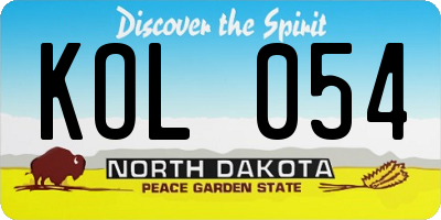 ND license plate KOL054