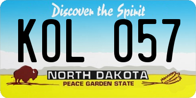 ND license plate KOL057