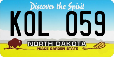 ND license plate KOL059