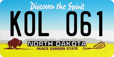 ND license plate KOL061