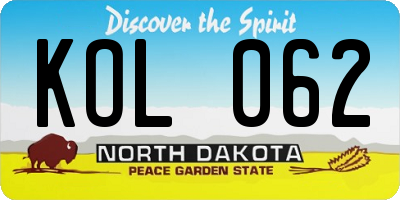 ND license plate KOL062