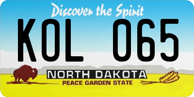ND license plate KOL065
